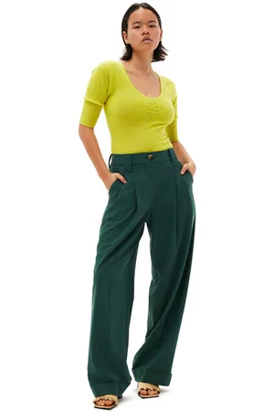 Ganni Drapey Melange Pleat Pants in Size Petite Women