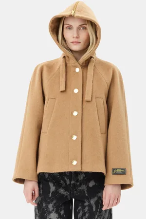 Ganni Camel Wool-Blend Jacket in Size Large/XL Women