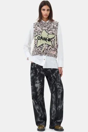 Ganni Black Washed Izey Jeans in /Black Size 30 Organic Cotton Women