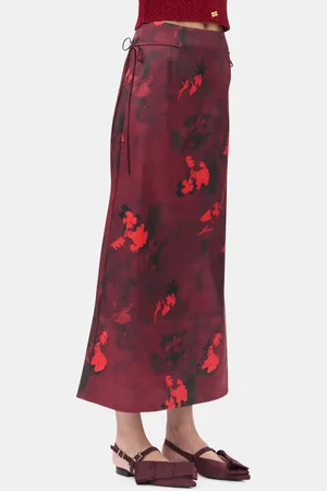 Ganni Burgundy Big Bow Slingback Ballerinas Shoes in Responsible Size 3 Polyester Women