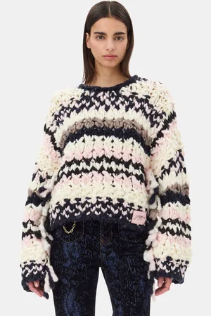 Ganni Multicolour Hand-Knit Jumper Size Small Wool Women