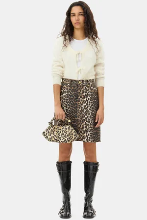 Ganni Leopard Foil Skirts Size 10 Women