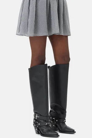 Ganni High Shaft Embroidered Western Boots in Responsible Size 5 Women