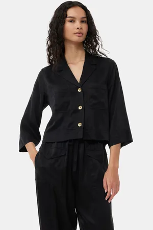 Ganni Washed Satin Crop Shirt in Size 16 Women