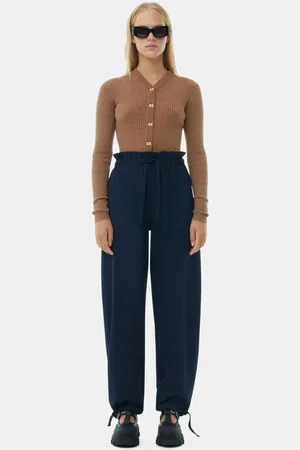 Ganni Blue Light Elasticated Waist Pants in Sky Captain Size 34 Women