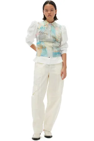 Ganni Elasticated Curve Pants in Egret Size 36 Women