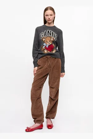 Ganni Brown Corduroy Drawstring Trousers in Size 40 Women