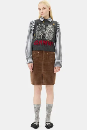 Ganni Brown Corduroy Skirt in Size 16 Women