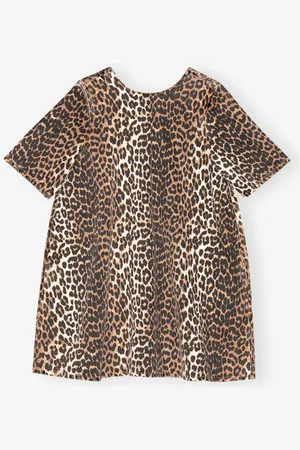 Ganni Leopard Mini Dress Size 12 Organic Cotton Women