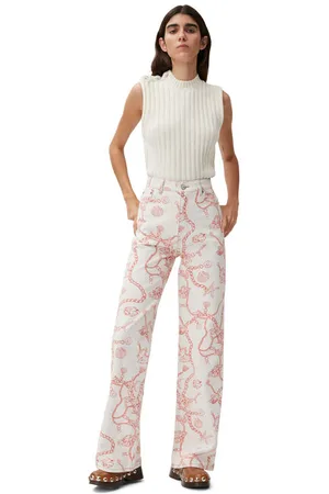Ganni Magny Jeans in Egret Size 32 Organic Cotton Women