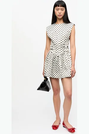Ganni Polka-Dot Satin Corset Mini Dress in Egret Size 10 Women