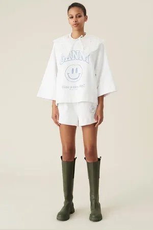 Ganni Isoli Shorts in Heather Size Large Cotton/Polyester/Cotton Women