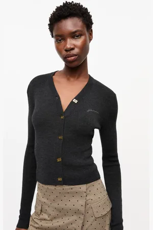 Ganni Mini Ribbed Merino Cardigan Size Small Merino Wool Women