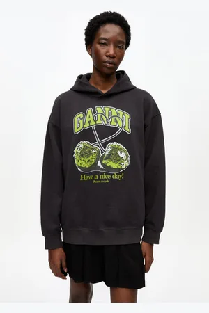 Ganni Isoli Cherries Oversized Hoodie Size Small/Medium Organic Cotton Women
