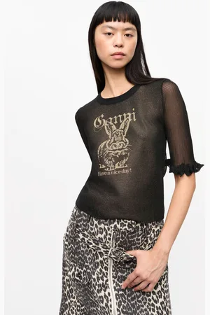 Ganni Sheer Jacquard Top in Size Small Polyester Women