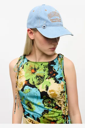 Ganni Denim Cap in Cotton Women