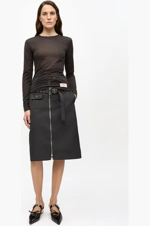 Ganni Heavy Twill Midi Skirt Size 8 Polyester Women