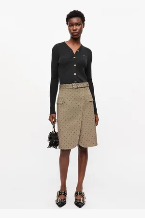 Ganni Flock Check Suiting Skirt in Tiger