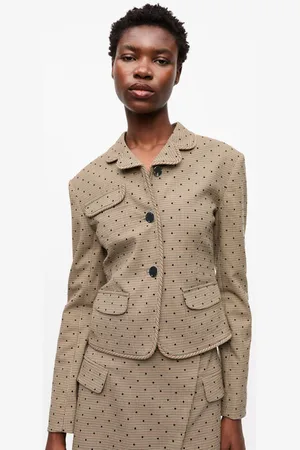 Ganni Flock Check Suiting Blazer Jacket in Tiger
