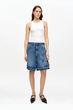 Ganni Blue Denim Shorts in Size 25 Tencel Women
