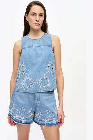 Ganni Broderie Anglaise Top in Size 10 Organic Cotton Women