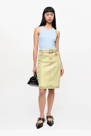 Ganni Green Foil Skirt in Size 8 Women