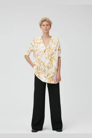 Ganni Long Sleeve Relaxed Poplin Collar Shirt in Egret Size 12 Organic Cotton Women