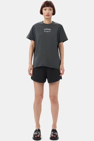 Ganni Isoli Elasticated Shorts Size Large Organic Cotton Women