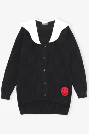 Ganni Long Sleeve Cotton Rope Knit Cardigan in Size Medium Women