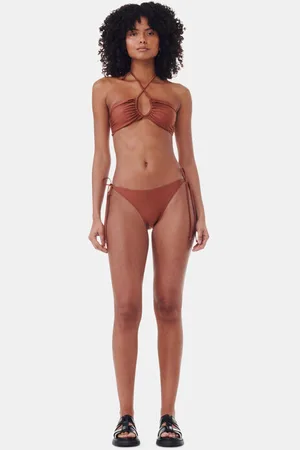 Ganni Brown String Bikini Briefs in Copper Brown Size 14 Women