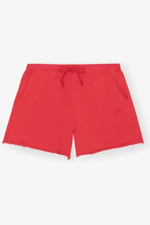 Ganni Red Isoli Drawstring Shorts in Size Large Organic Cotton Women