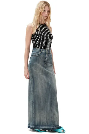 Ganni Tint Edge Denim Maxi Skirt in Size 8 Women