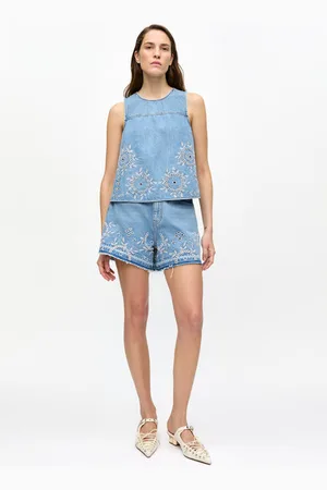 Ganni Broderie Anglaise Shorts in Size 31 Organic Cotton Women