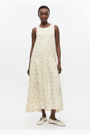 Ganni Off-White Floral Dress Size 6 Viscose Women