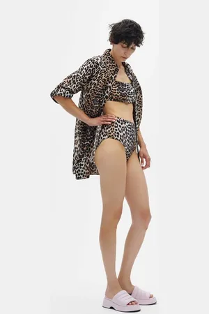 Ganni Leopard Print Cotton Shirt Size 8 Women