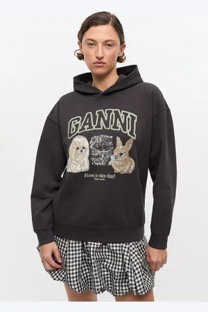 Ganni Animal Print Hoodie Size Small/Medium Organic Cotton Women