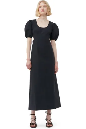 Ganni Short Sleeve Cotton Poplin Cutout Dress Size 12 Women