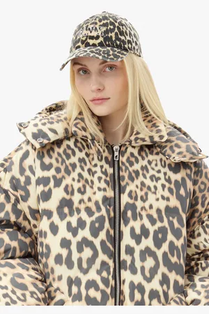 Ganni Leopard Cap Organic Cotton Women