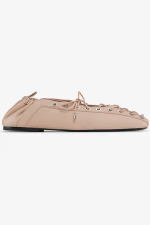 Ganni Beige Lace-Up Ballerinas Shoes in Responsible Size 8 Women