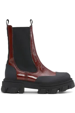 Ganni Cleated Mid Chelsea Boots in Cognac Size 7 Women