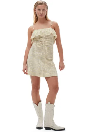 Ganni Sleeveless/Straps Stretch Seersucker Strap Mini Dress in Size 16 Elastane/Nylon/Polyester Women