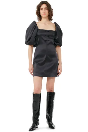 Ganni Short Sleeve Satin Mini Dress Size 6 Women