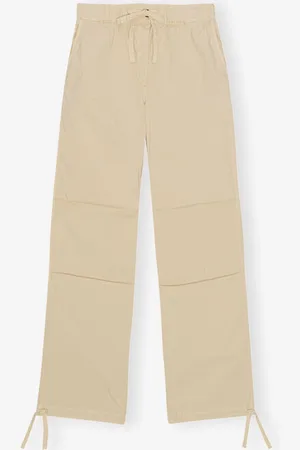Ganni Washed Cotton Canvas Draw String Pants in Size 44 Women