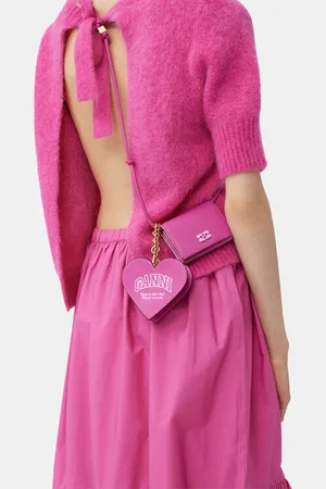 Ganni Bou Wallet On Strap in Shocking Women