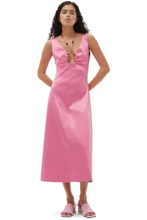 Ganni Sleeveless/Straps Double Satin Halter-Neck Dress in Size 4 Women