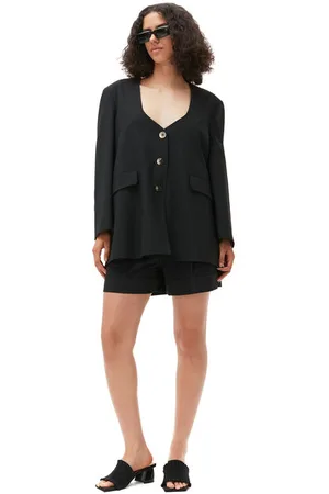 Ganni Oversized Drapey Melange Blazer Jacket in Size 2XS Women