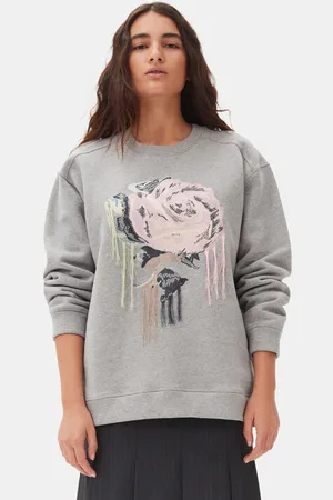 Ganni Fleece Sweatshirt in Paloma Melange Size Small/Medium Organic Cotton Women