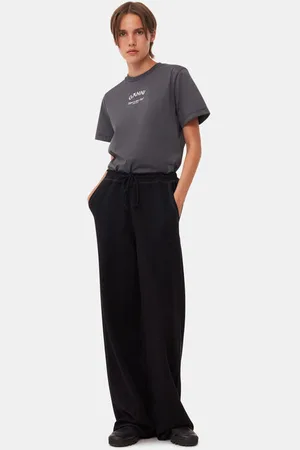 Ganni Light Isoli Wide Leg Trousers in Size Medium Organic Cotton Women