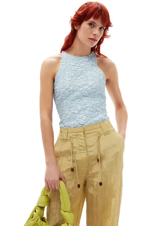 Ganni Sleeveless Stretch Jacquard Top in Size 14 Polyester Women