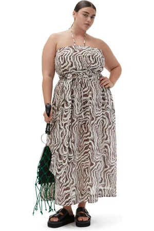 Ganni Printed Wrap Top in Egret Size 2XS/XS Organic Cotton Women